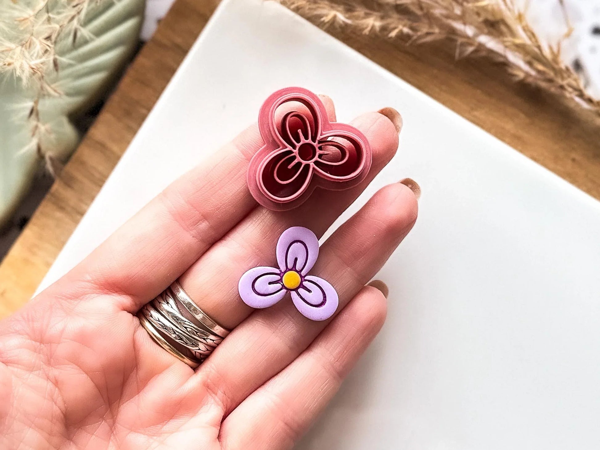 Flower Clay Cutter, detailed 3 petal flower cutter for polymer clay and silver clay crafts, 2 - 4.5 cm, UK made-Floral Clay Cutters