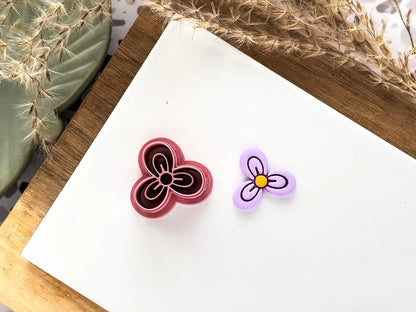 Flower Clay Cutter, detailed 3 petal flower cutter for polymer clay and silver clay crafts, 2 - 4.5 cm, UK made-Floral Clay Cutters