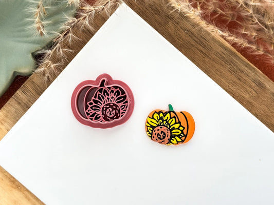 Sunflower Pumpkin Cutter, floral Autumn cutter for polymer clay and silver clay, UK made-Halloween / Goth Cutters