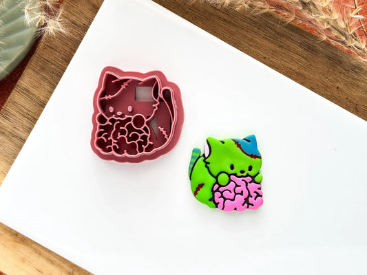 Zombie kitten halloween polymer clay cutter