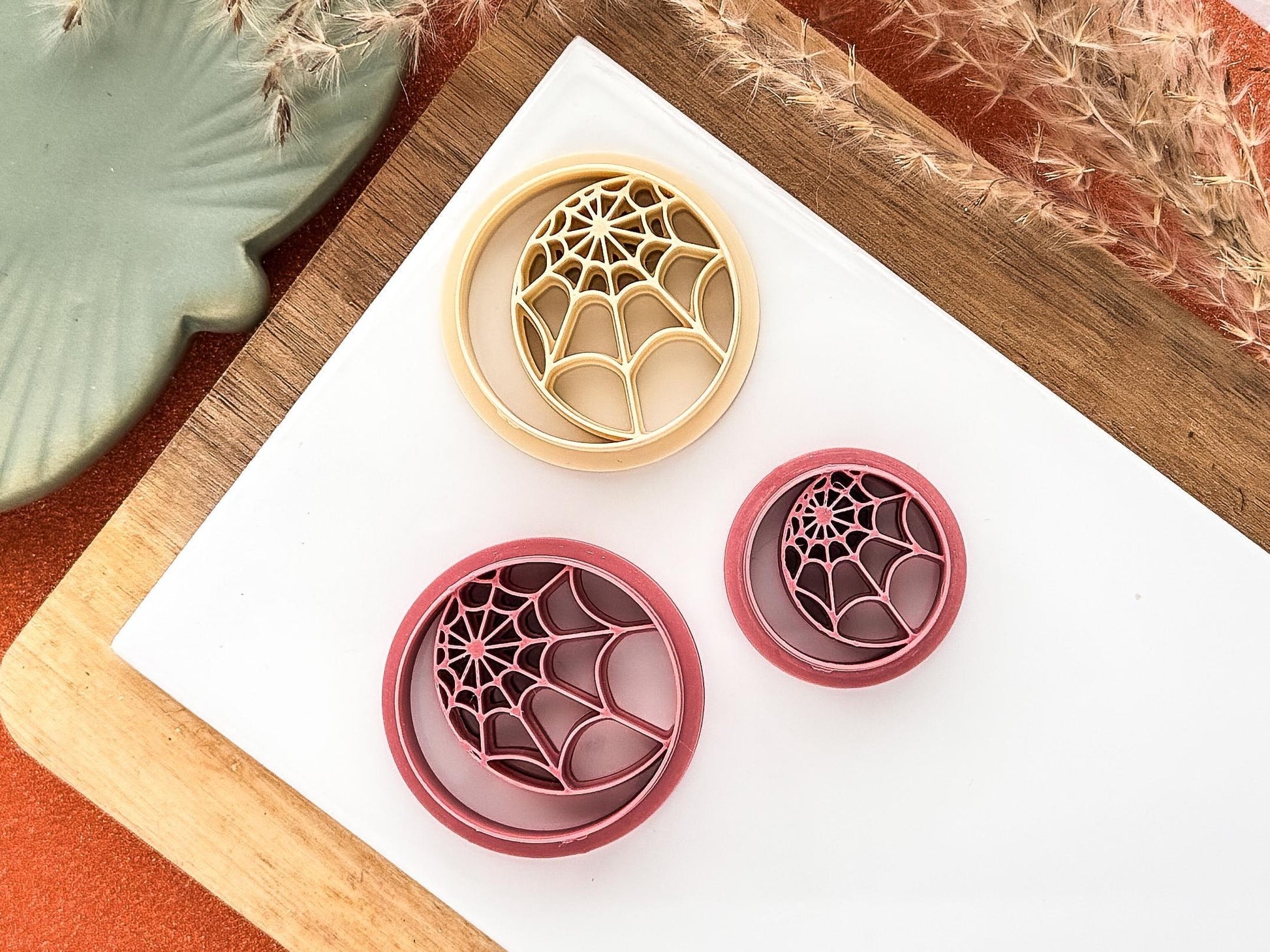 Webbed Moon Clay Cutter, Halloween themed circular cutter for polymer clay and silver clay, UK made-Halloween / Goth Cutters