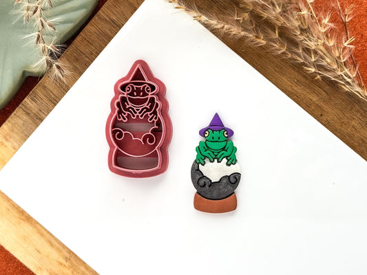 Wizard Frog Clay Cutter, mystical halloween themed cutter for polymer clay and silver clay, various sizes, UK made-Halloween / Goth Cutters