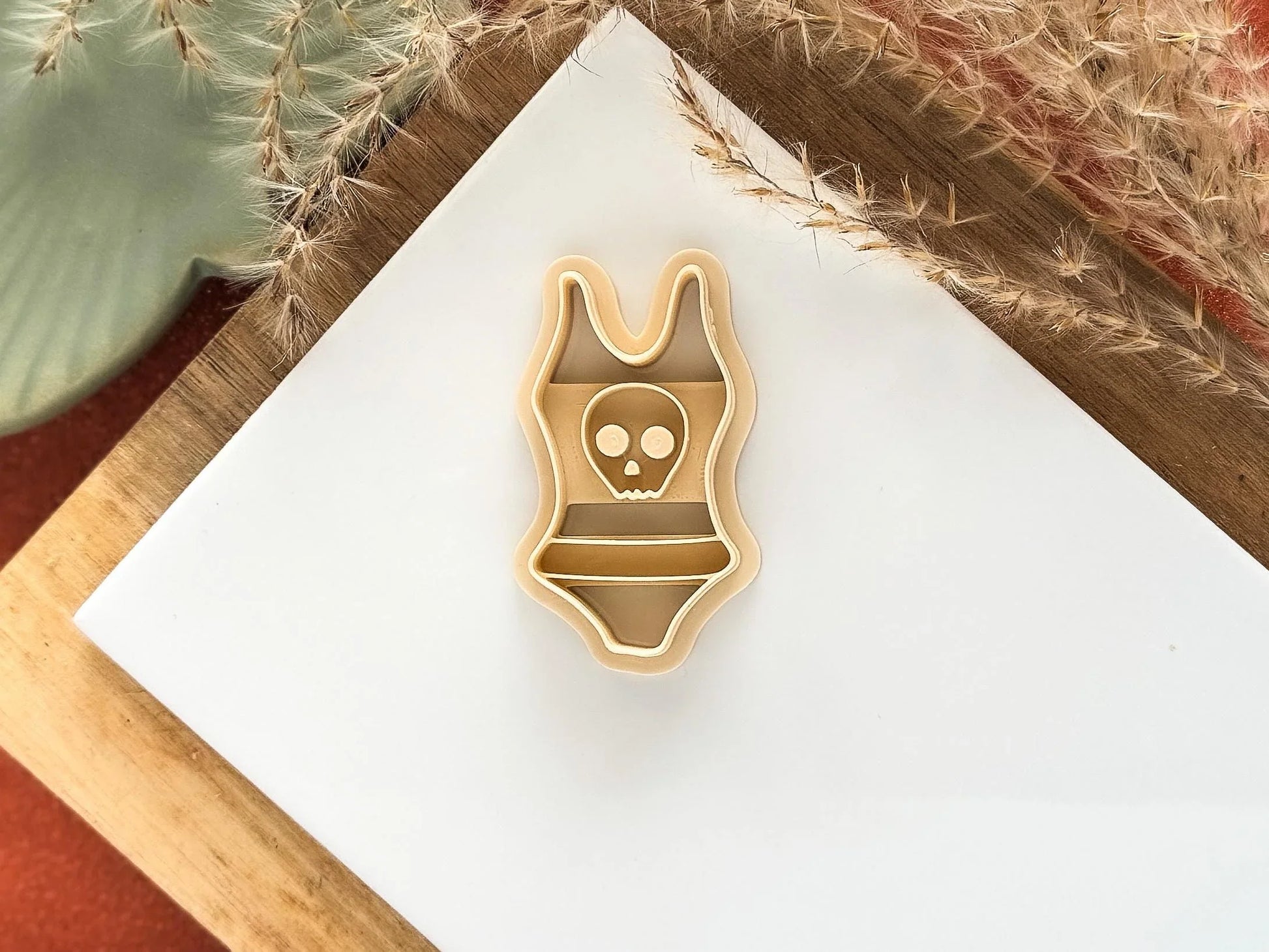 Skull Swimsuit Cutter, halloween themed spooky bathing costume cutter for polymer and silver clay, UK made-Halloween / Goth Cutters