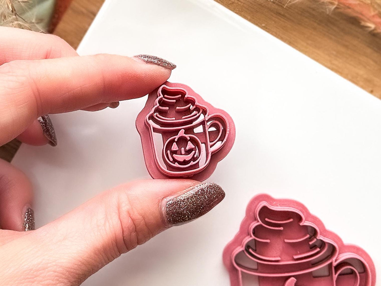 Pumpkin spice clay cutter, Halloween hot drink shaped cutter for polymer clay and silver clay, various sizes available, UK made-Halloween / Goth Cutters