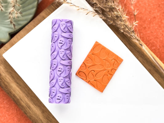 Halloween ghost texture roller, embossing seamless ghost roller, clay texture roller, pattern roller for polymer clay and silver clay-
