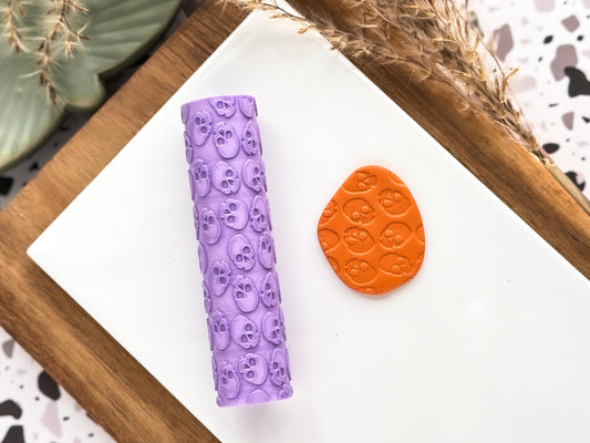 Halloween skull texture roller, small embossing seamless skull roller, clay texture roller, pattern roller for clay dough and fondant-Texture Rollers