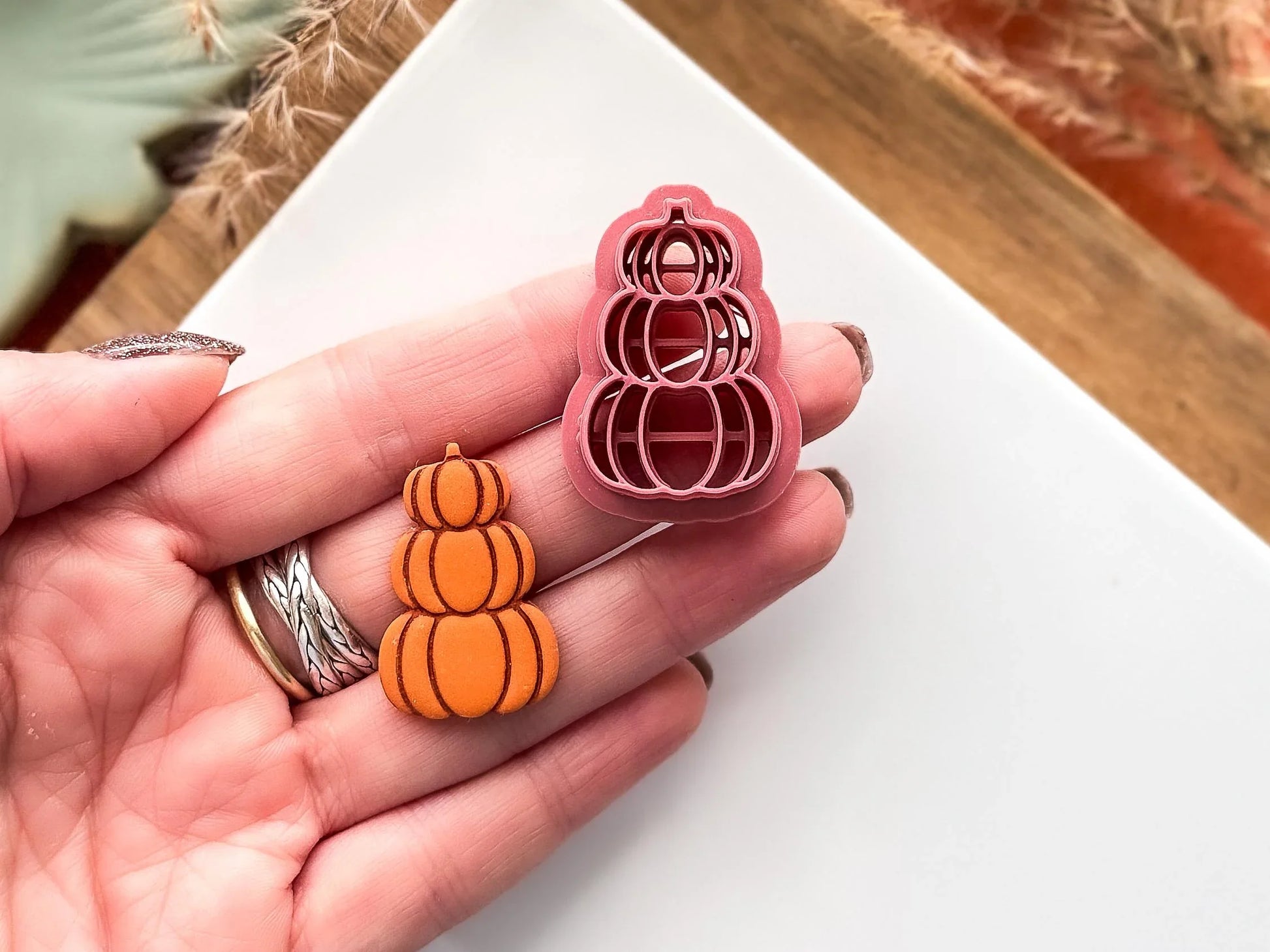 Pumpkin Stack Cutter, triple pumpkin pile cutter for polymer clay and silver clay, UK made-Halloween / Goth Cutters