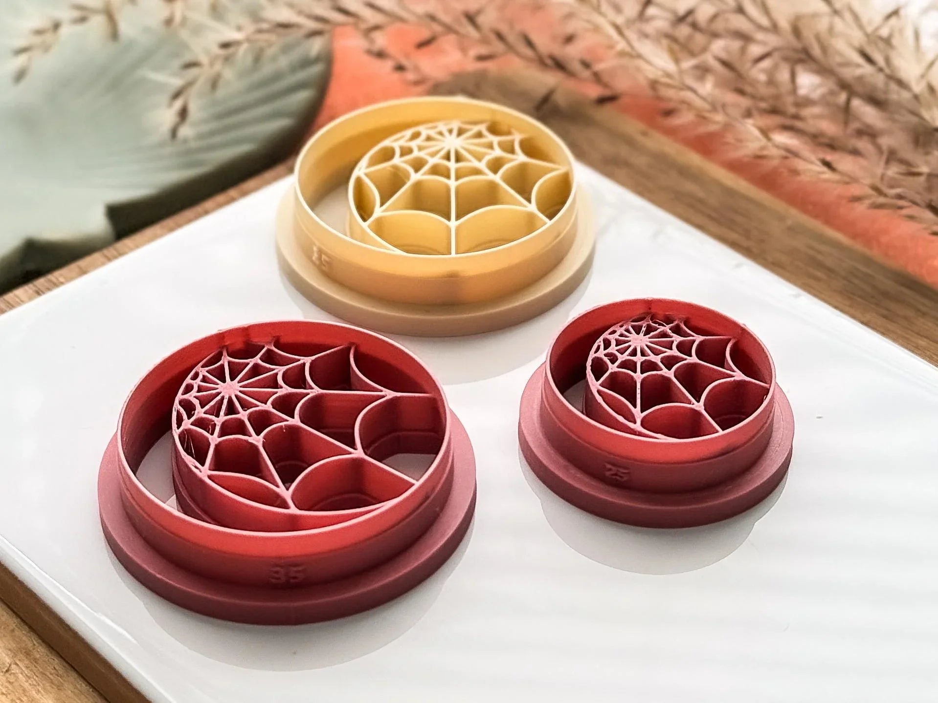 Webbed Moon Clay Cutter, Halloween themed circular cutter for polymer clay and silver clay, UK made-Halloween / Goth Cutters