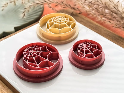 Webbed Moon Clay Cutter, Halloween themed circular cutter for polymer clay and silver clay, UK made-Halloween / Goth Cutters