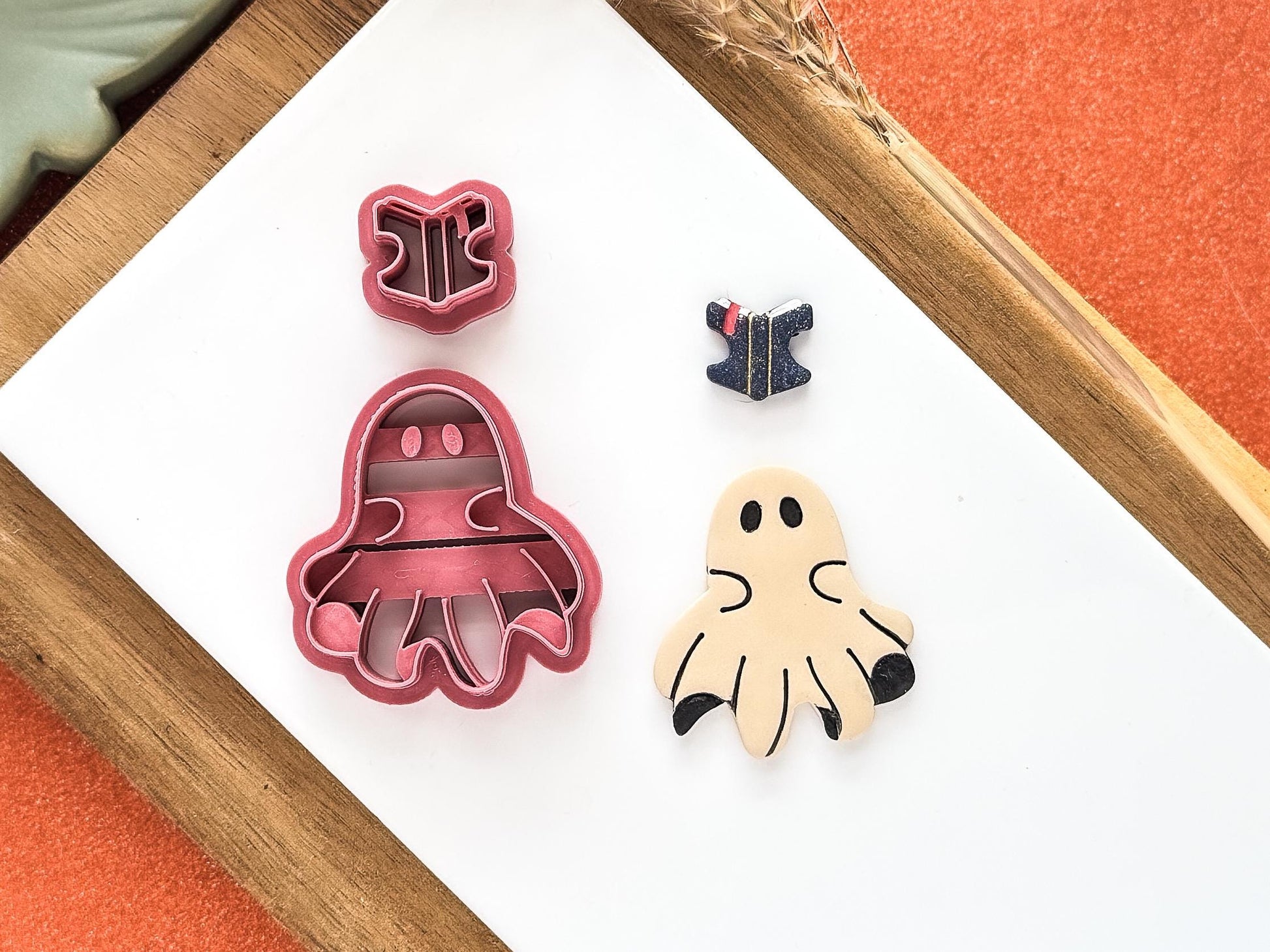 Ghost Clay Cutter Boy: Male ghost shaped cutter with open book, 5 sizes available, UK Made-Halloween / Goth Cutters