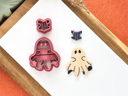 Ghost Clay Cutter Boy: Male ghost shaped cutter with open book, 5 sizes available, UK Made-Halloween / Goth Cutters