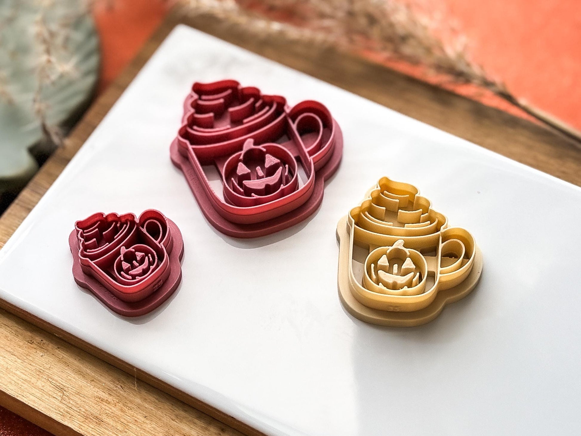 Pumpkin spice clay cutter, Halloween hot drink shaped cutter for polymer clay and silver clay, various sizes available, UK made-Halloween / Goth Cutters