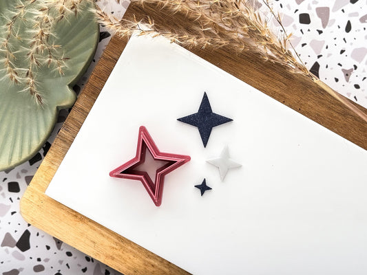 Star Polymer Clay Cutters, 4 Point Star Shape, Celestial cutters for polymer clay and silver clay, Made in the UK-Celestial Clay Cutters