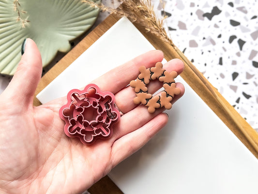Winter Wreath Polymer Clay Cutter: Gingerbread Man Clay Cutter Tool, 2.5 - 4.5 cm, UK Made-Christmas / Winter