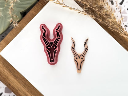 Polymer Clay Cutter in the shape of an antelope head or skull