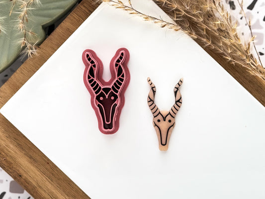 Polymer Clay Cutter in the shape of an antelope head or skull