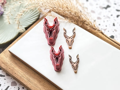 Animal Skull Clay Cutter, Antelope Head Polymer and Silver Clay Cutter, Available in 3 - 5 cm sizes, UK Made-Halloween / Goth Cutters
