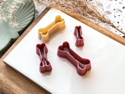 Bone Shaped Cutter, Outline Gothic Polymer and Silver Clay Tool, 2 cm - 4.5 cm, UK Made-Halloween / Goth Cutters