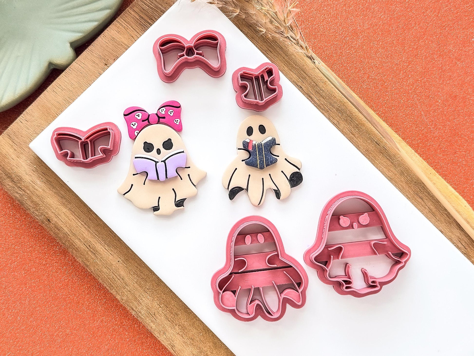 Ghost Clay Cutter Set, Boy and Girl Ghost cutters with books, 5 sizes available, UK Made-Halloween / Goth Cutters