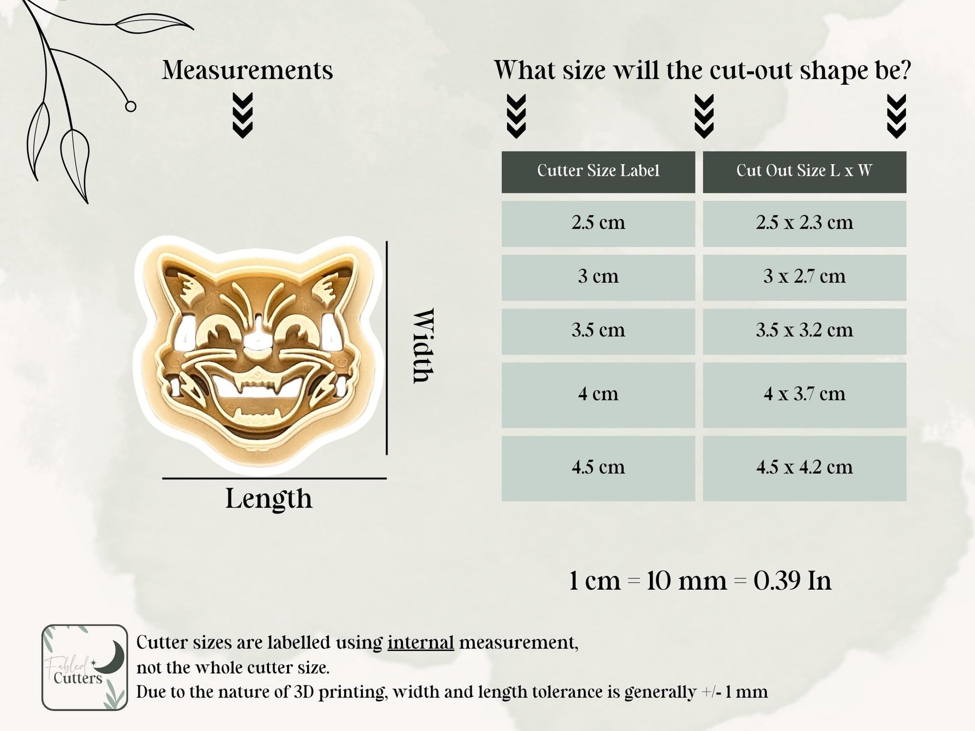 Cat Face Clay Cutter: Tattoo Flash Themed Polymer Clay Earring Tool, UK Made-Halloween / Goth Cutters