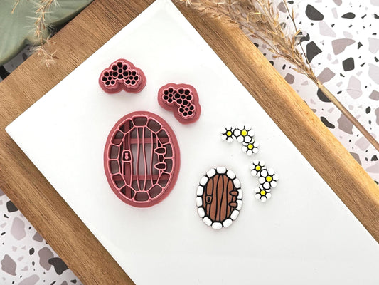 Fairy Door Cutter Set with Flowers: Cottagecore Polymer Clay Tool, UK Made-Cottagecore Cutters