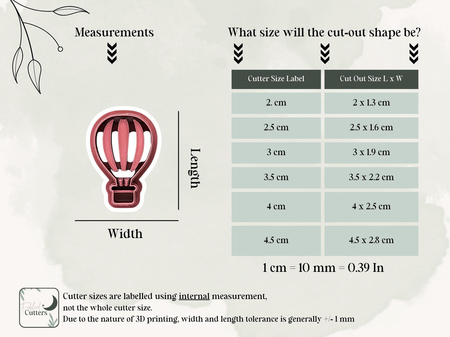 Hot Air Balloon Clay Cutter, Embossing Polymer and Silver Clay Tool, 2.5 cm - 4.5 cm, Made In The UK-Summer Clay Cutters