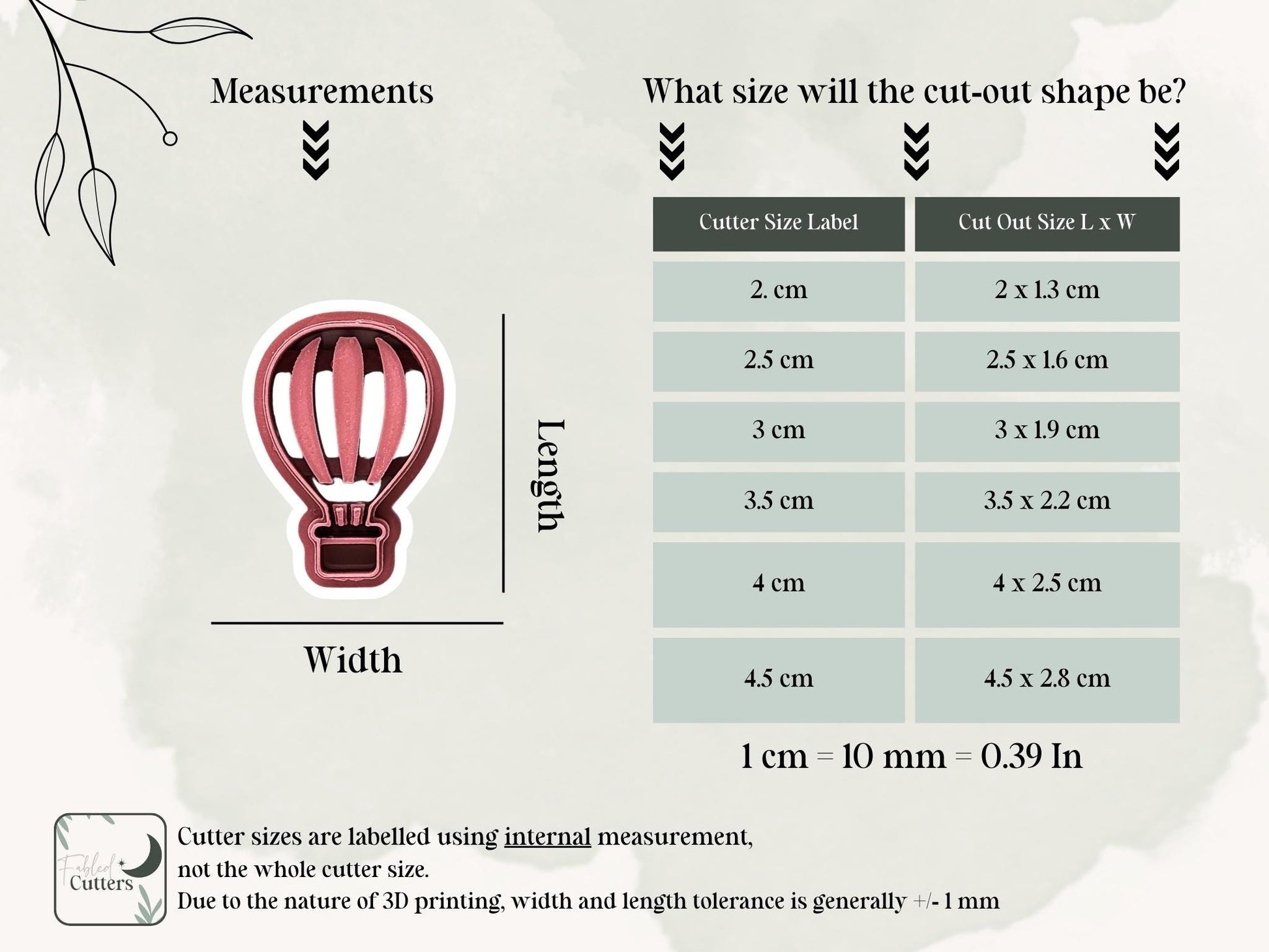 Hot Air Balloon Clay Cutter, Embossing Polymer and Silver Clay Tool, 2.5 cm - 4.5 cm, Made In The UK-Summer Clay Cutters