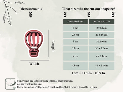 Hot Air Balloon Clay Cutter, Embossing Polymer and Silver Clay Tool, 2.5 cm - 4.5 cm, Made In The UK-Summer Clay Cutters