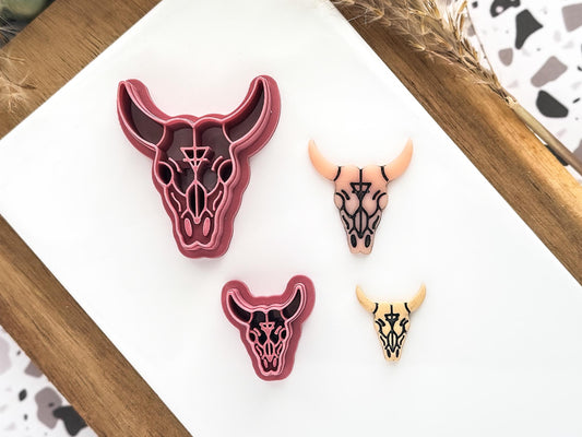 Occult symbol cow animal skull shaped cutter for gothic and halloween polymer clay earring making