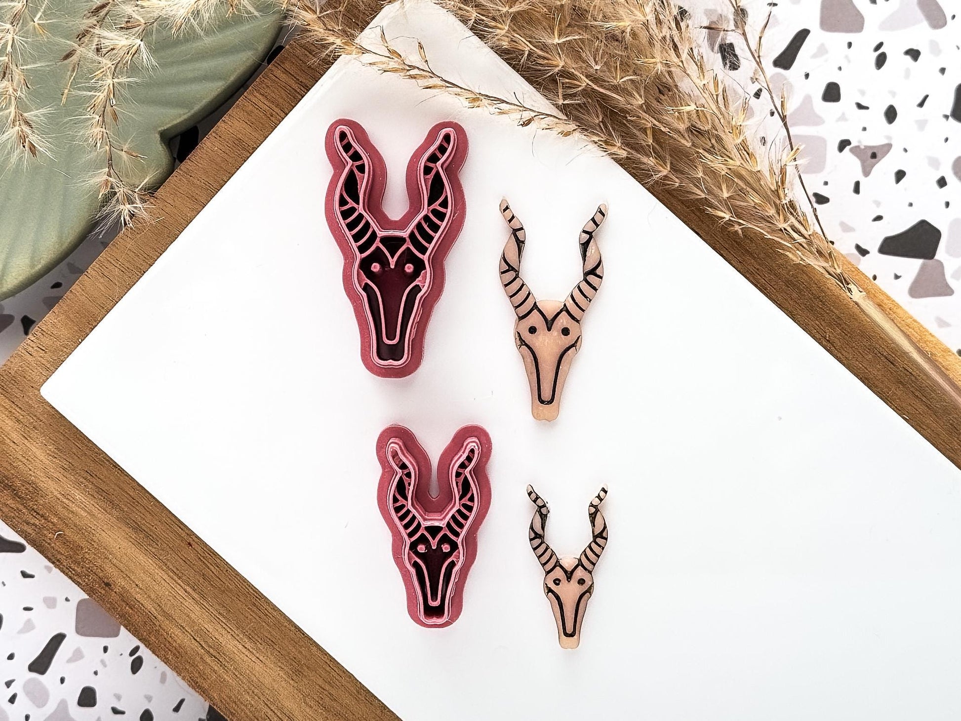 Animal Skull Clay Cutter, Antelope Head Polymer and Silver Clay Cutter, Available in 3 - 5 cm sizes, UK Made-Halloween / Goth Cutters