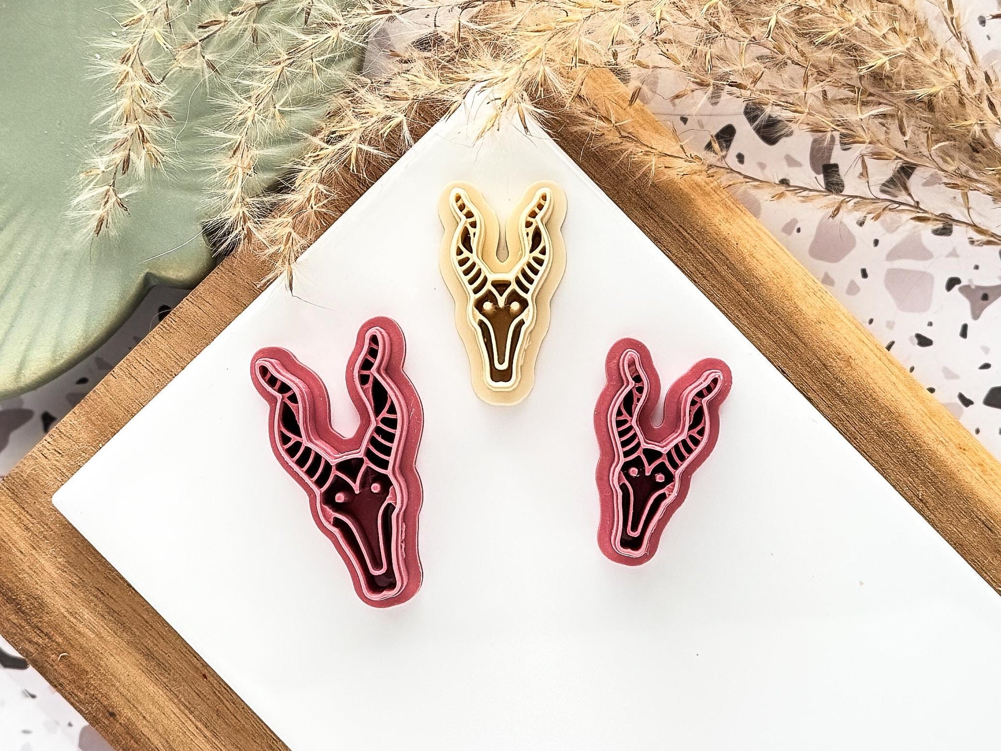 Animal Skull Clay Cutter, Antelope Head Polymer and Silver Clay Cutter, Available in 3 - 5 cm sizes, UK Made-Halloween / Goth Cutters