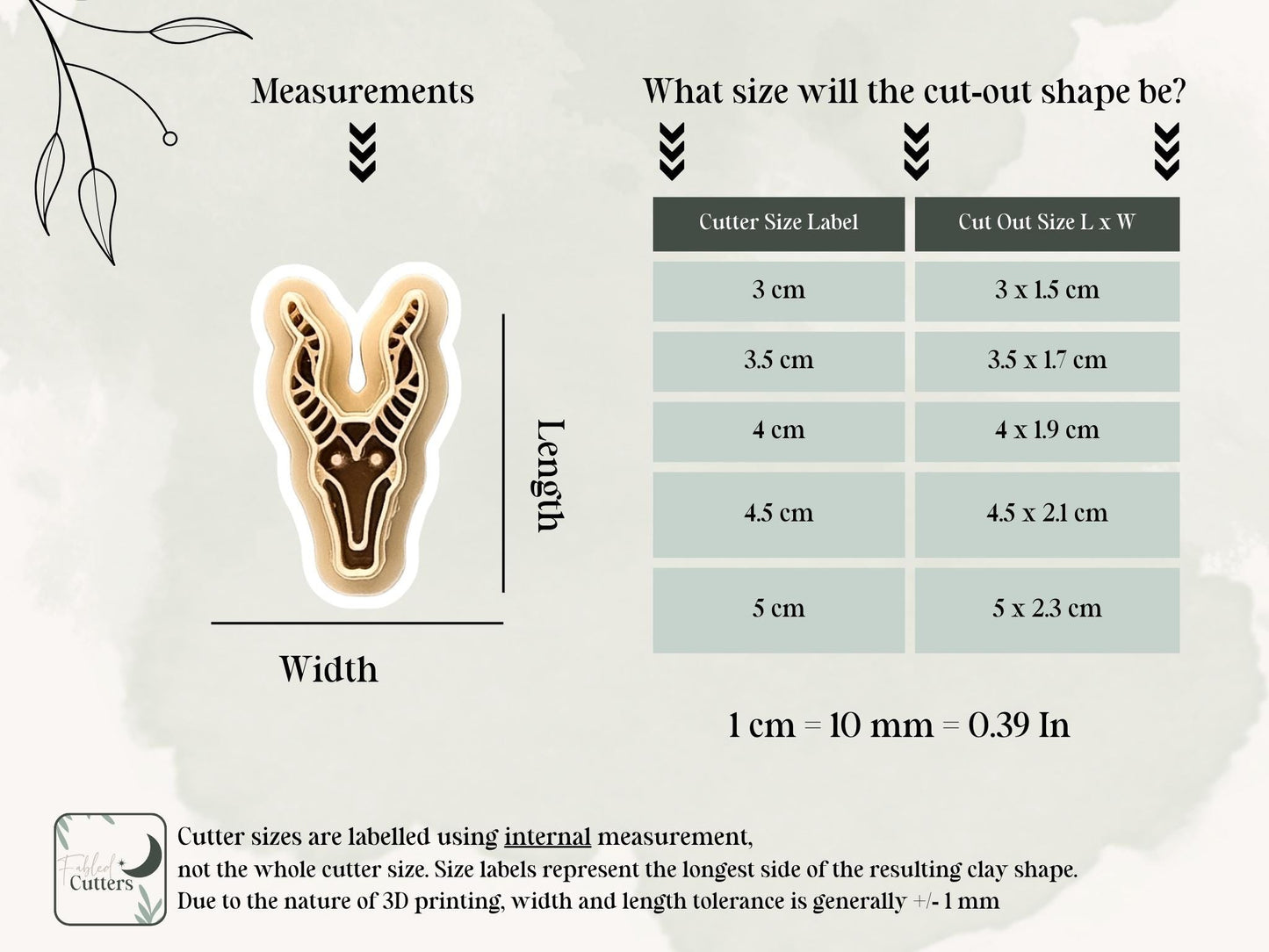 Animal Skull Clay Cutter, Antelope Head Polymer and Silver Clay Cutter, Available in 3 - 5 cm sizes, UK Made-Halloween / Goth Cutters