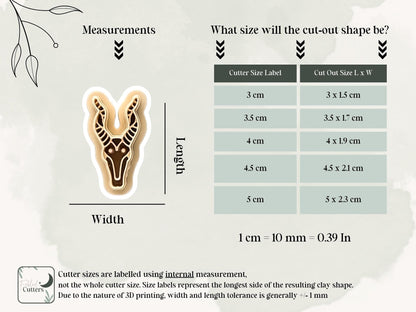 Animal Skull Clay Cutter, Antelope Head Polymer and Silver Clay Cutter, Available in 3 - 5 cm sizes, UK Made-Halloween / Goth Cutters
