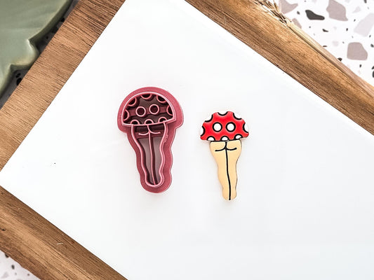 Cheeky Mushroom Cutter 4: Round Spotted Top Mushroom Lady Legs For Polymer Clay, 2.5 - 4.5 cm-Autumn Cutters