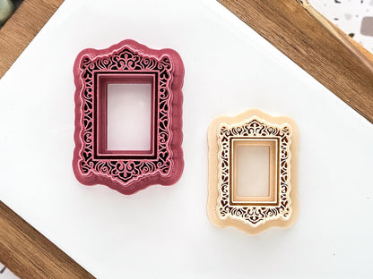 Rectangle Frame Clay Cutter: Vintage Style Embossed Polymer Clay Tool, 3.5 - 6.5 cm-Romantic Clay Cutters