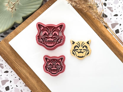yelling cat face shaped cutter with polymer clay cut our sample
