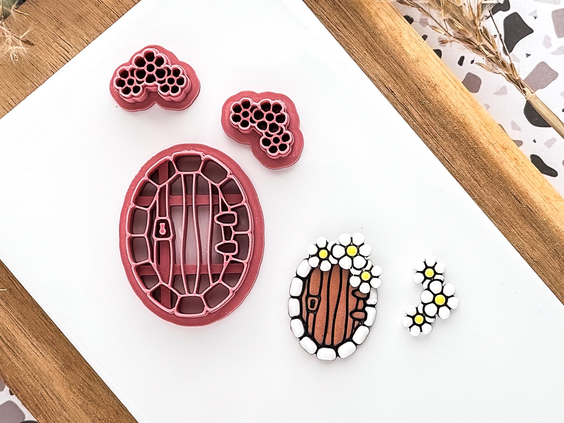 Fairy Door Cutter Set with Flowers: Cottagecore Polymer Clay Tool, UK Made-Cottagecore Cutters