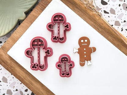 Zombie Gingerbread Man Cutter: Gothic Christmas Design For Polymer Clay, 2.5 - 4.5 cm-Halloween / Goth Cutters