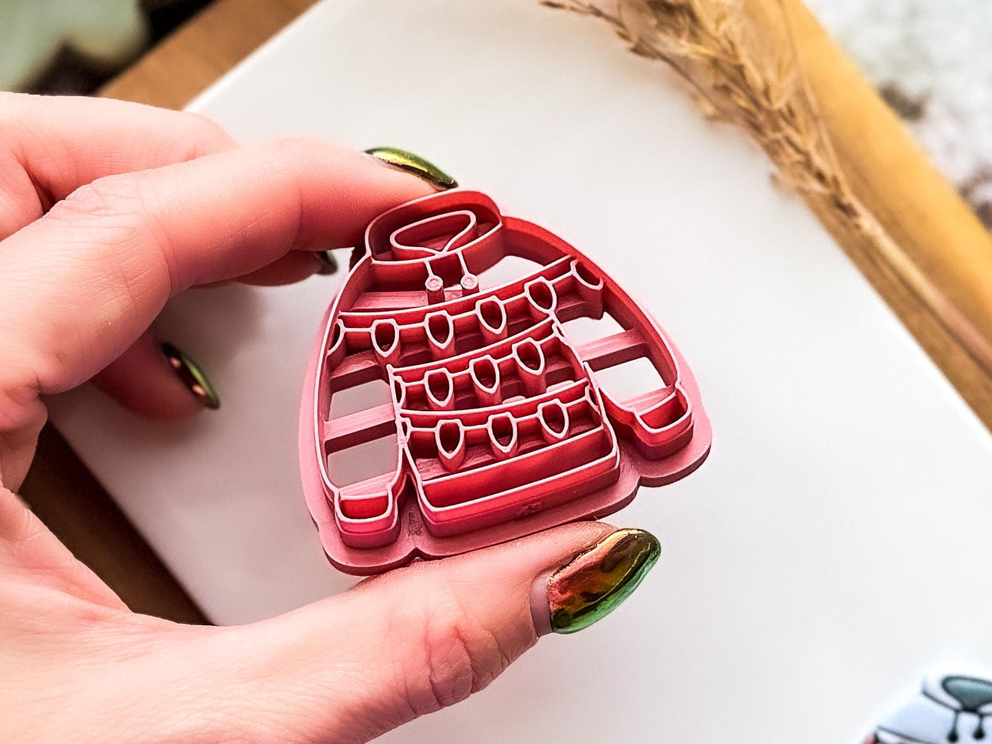 Christmas Lights Jumper Clay Cutter: Festive Sweater Design, 2.5 - 4.5cm-Christmas Clay Cutters