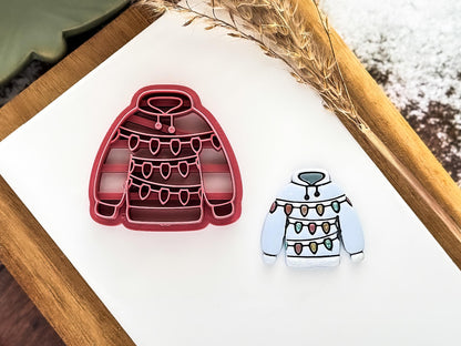 Christmas Lights Jumper Clay Cutter: Festive Sweater Design, 2.5 - 4.5cm-Christmas Clay Cutters