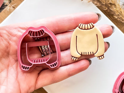 Short Jumper Clay Cutter: Plain Sweater With Collar and Cuff details, 2.5 - 4.5cm-Autumn Clay Cutters