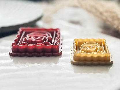 Christmas Stamp Shaped Cutter - Santa Face With Curved Edges, Tool For Polymer Clay, Silver Clay, Ceramic Clay, Fondant, Dough, 5 Sizes.-Christmas Clay Cutters