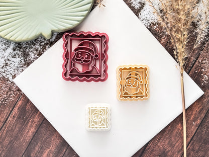 Christmas Stamp Shaped Cutter - Santa Face With Curved Edges, Tool For Polymer Clay, Silver Clay, Ceramic Clay, Fondant, Dough, 5 Sizes.-Christmas Clay Cutters