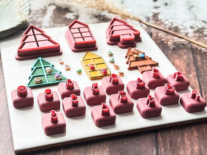 Christmas Shelf Cutter Bundle - 3 Shelf Cutters + 15 Mini Christmas Ornament Cutter Shapes, 4 Sizes Available, UK Made-Christmas Clay Cutters