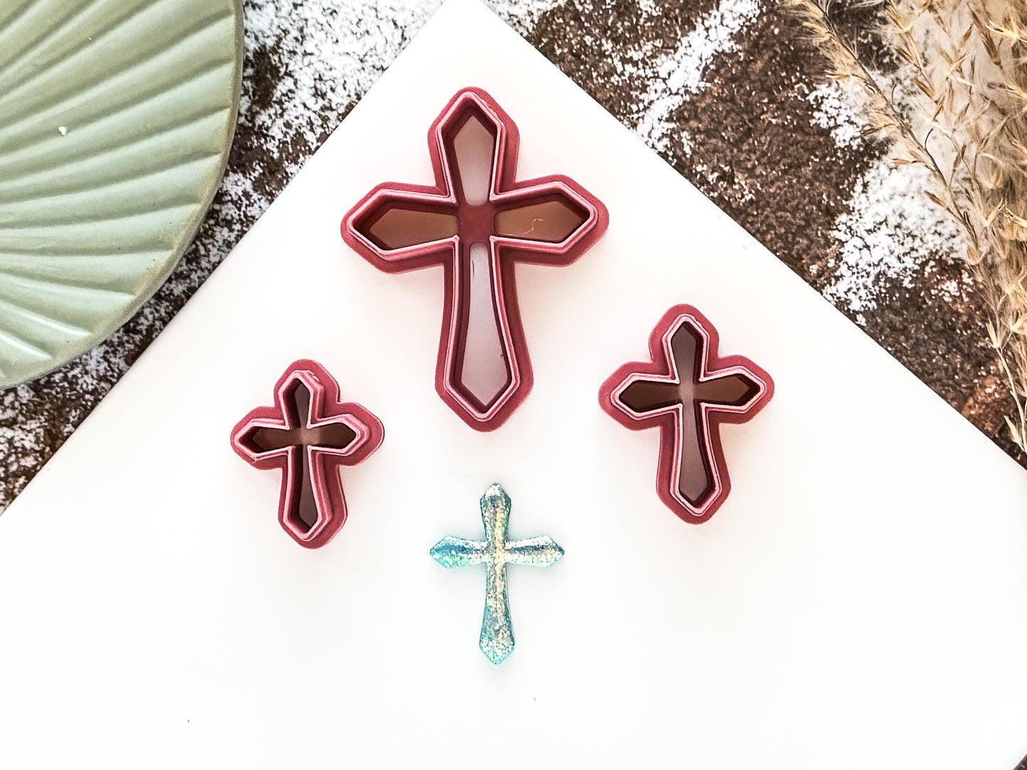 Cross Clay Cutter 1 - Rounded Point Cross Shaped Cutter for Polymer Clay, Metal Clay, Fondant, Various Sizes-Basic Clay Cutters