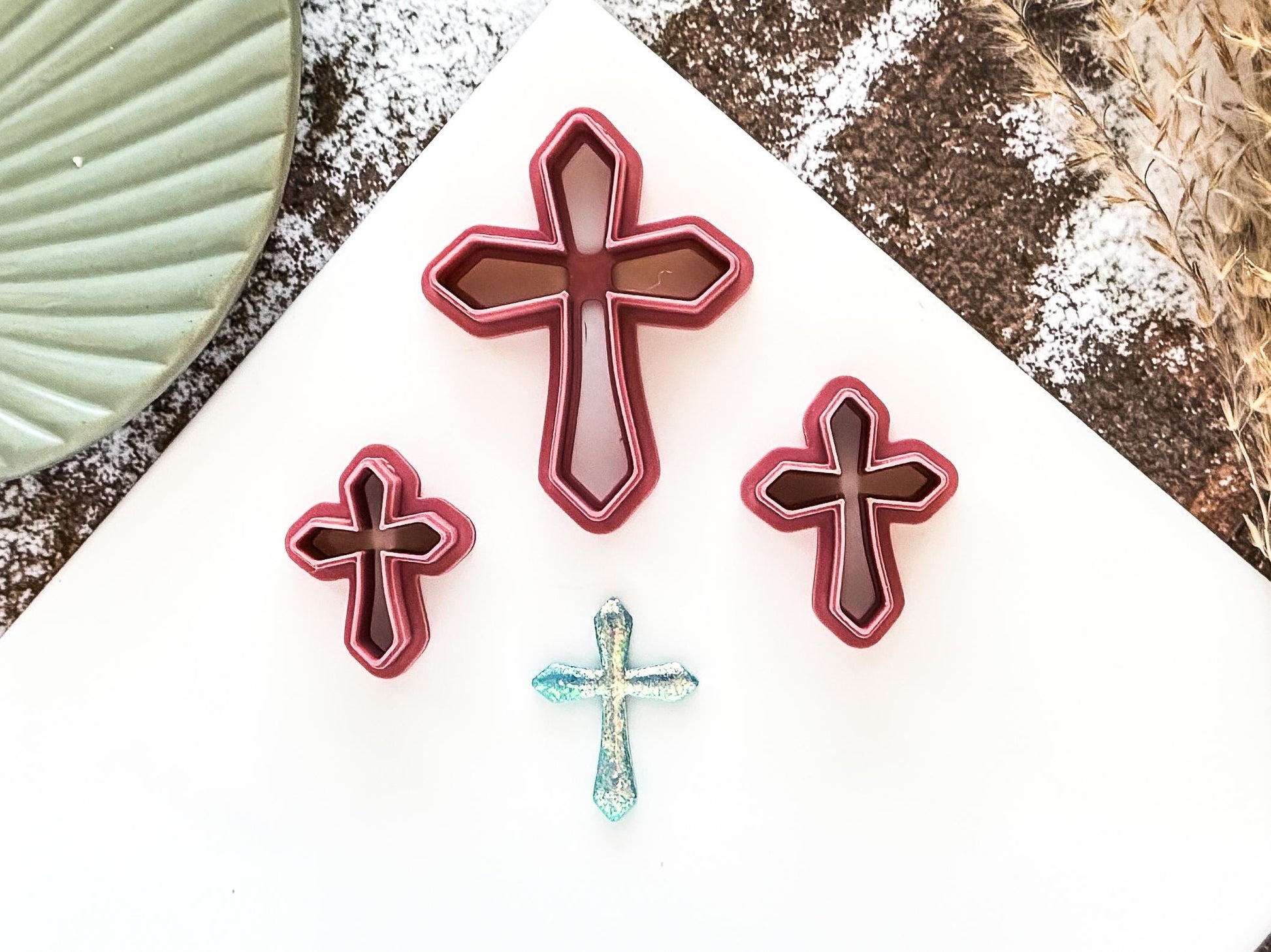 Cross Clay Cutter 1 - Rounded Point Cross Shaped Cutter for Polymer Clay, Metal Clay, Fondant, Various Sizes-Basic Clay Cutters