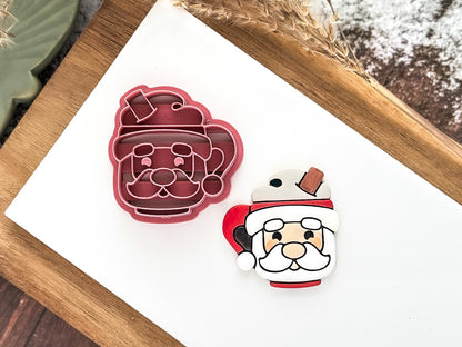 Santa Mug Cutter: Father Christmas Hot Chocolate Mug Shaped Clay and Baking Tool, 2.5 - 4.5 cm-Christmas Clay Cutters