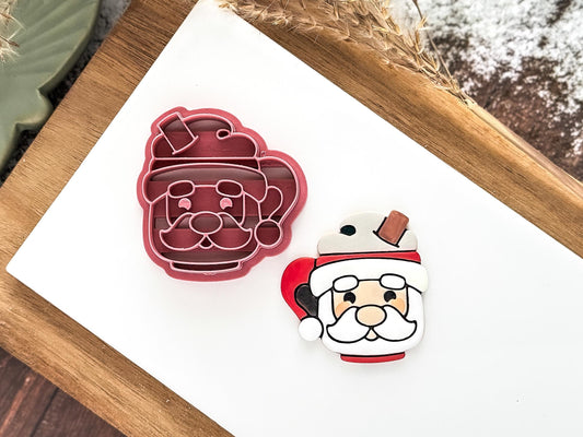 Santa Mug Cutter: Father Christmas Hot Chocolate Mug Shaped Clay and Baking Tool, 2.5 - 4.5 cm-Christmas Clay Cutters