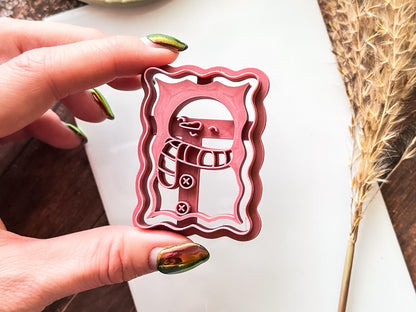 Snowman Stamp Shaped Cutter - Christmas Frame Style Polymer Clay Cutter, 3 - 5cm, Made in the UK-Christmas Clay Cutters