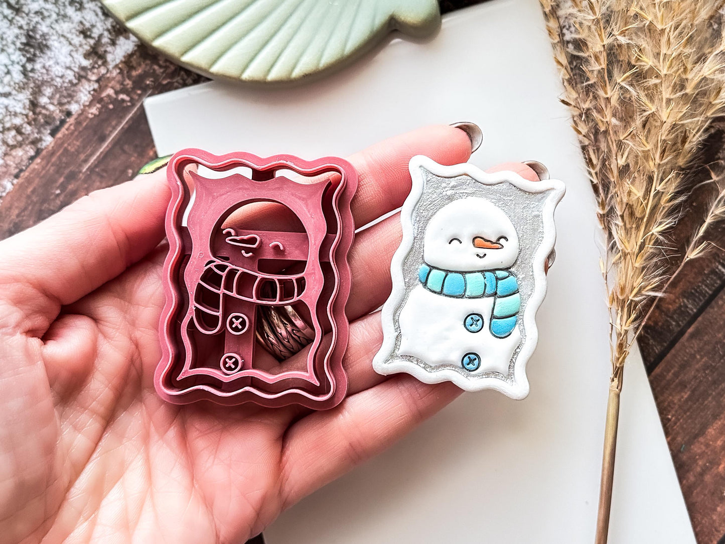 Snowman Stamp Shaped Cutter - Christmas Frame Style Polymer Clay Cutter, 3 - 5cm, Made in the UK-Christmas Clay Cutters